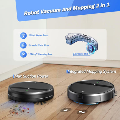Robotic Vacuum Cleaner 200Ml Dustbin 230Ml Tank for Hard Floors