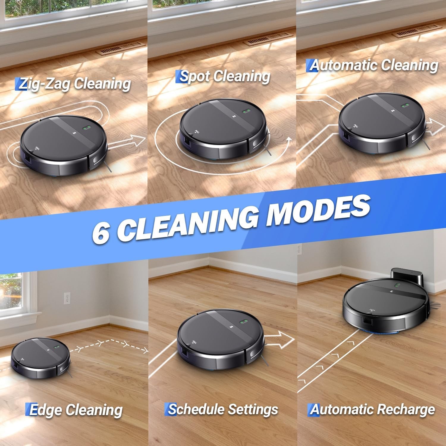 Robotic Vacuum Cleaner 200Ml Dustbin 230Ml Tank for Hard Floors