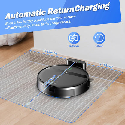 Robotic Vacuum Cleaner 200Ml Dustbin 230Ml Tank for Hard Floors