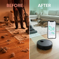 Wi-Fi Connected Robotic Vacuum with Lidar Room Mapping, Ideal for Pet Hair, Hard Floors and Carpets — Before & After