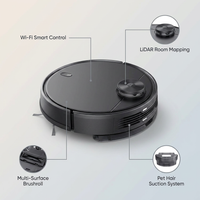 Wi-Fi Connected Robotic Vacuum with Lidar Room Mapping, Ideal for Pet Hair, Hard Floors and Carpets — infographic